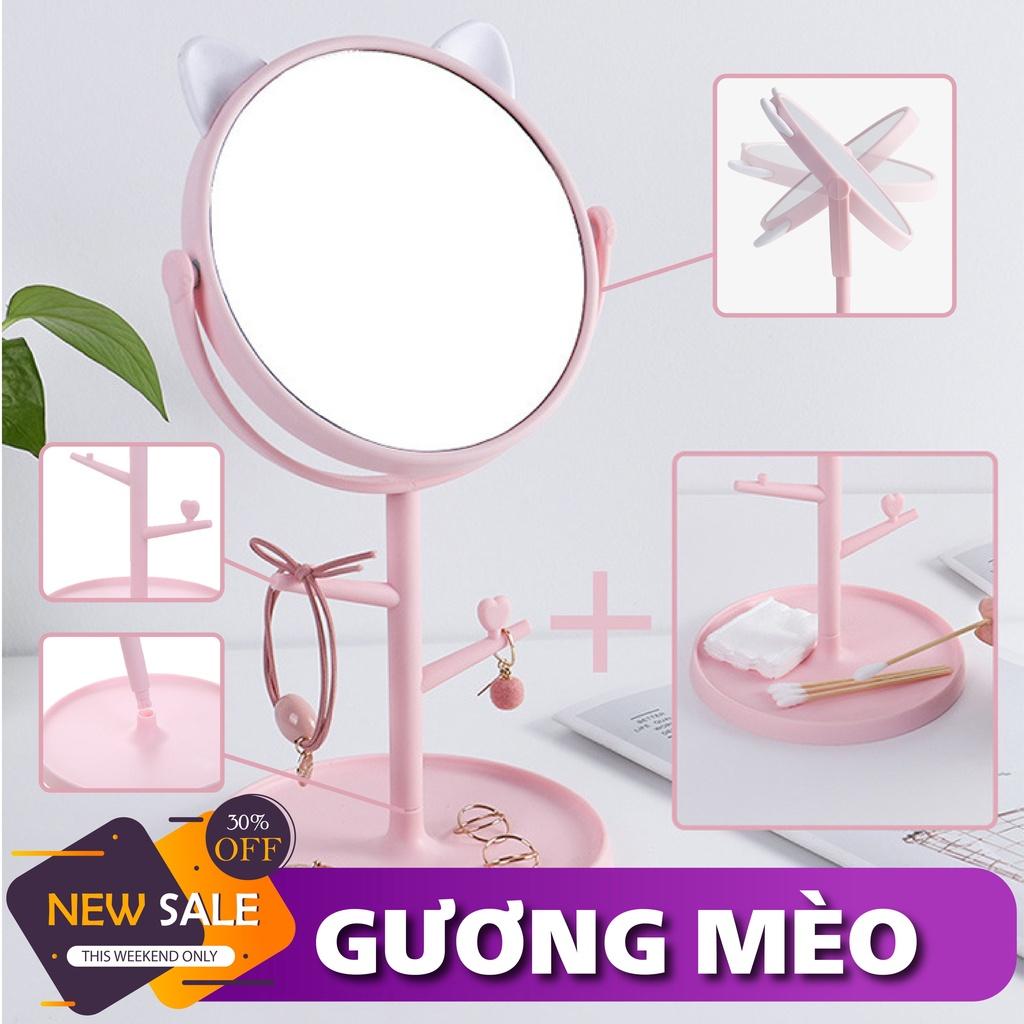 Gương tai mèo để bàn trang điểm phong cách Hàn Quốc