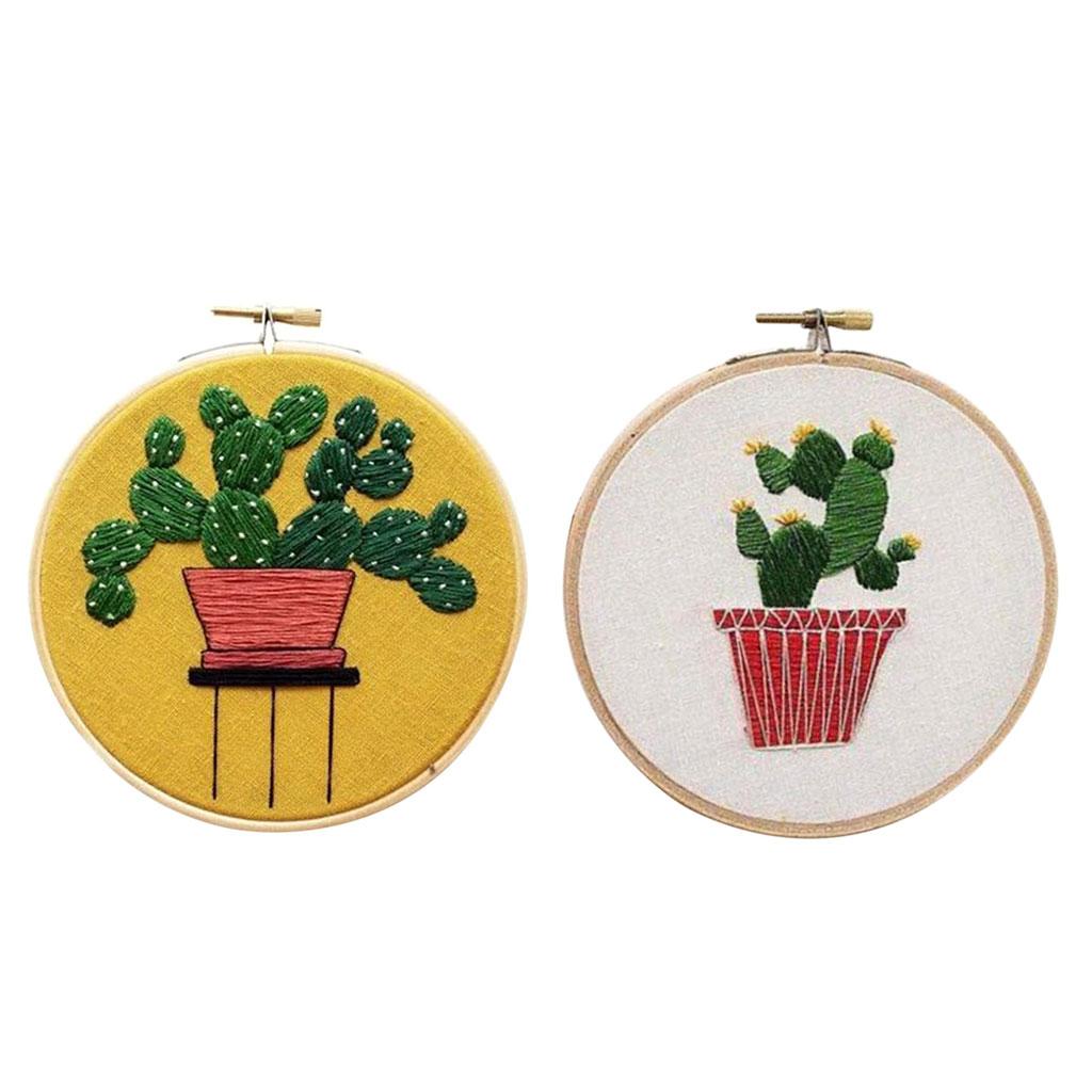Embroidery Starter Kit with Pattern, 15cm Embroidery Hoop, Threads Style 1