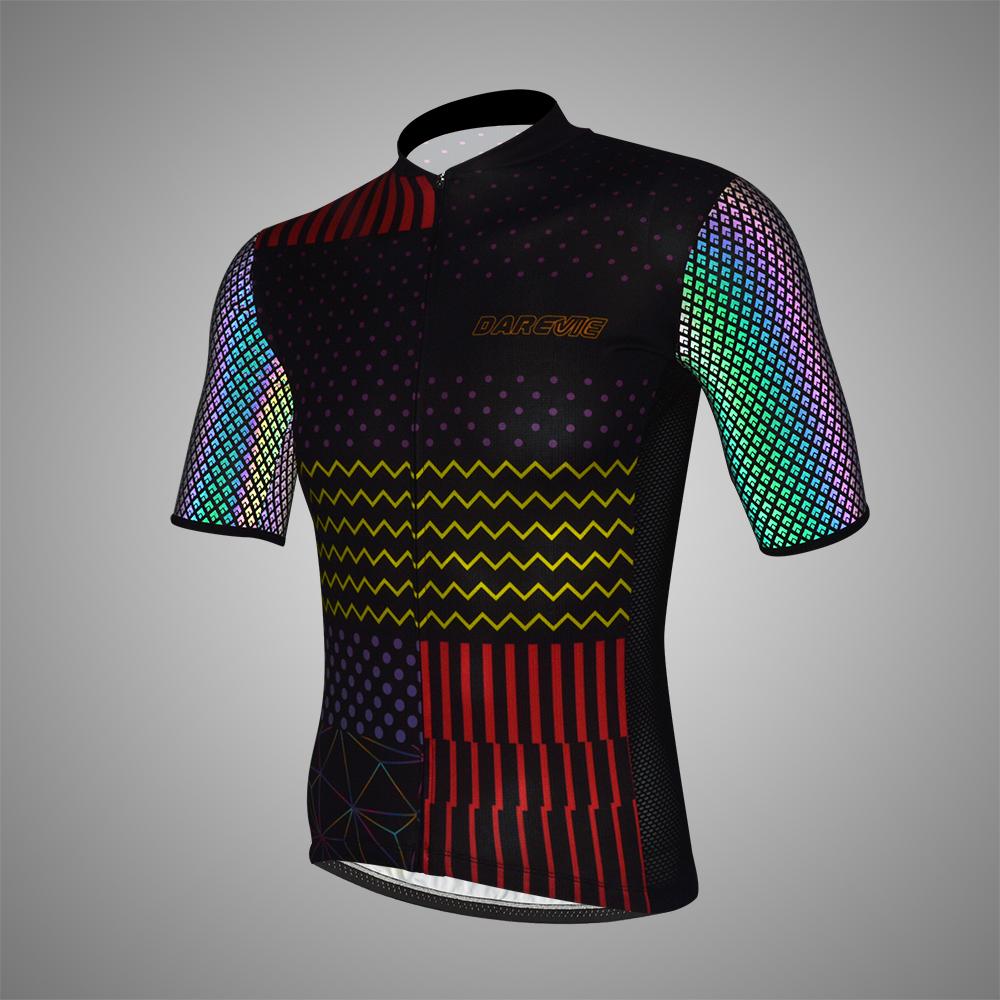 DAREVIE Pro Áo Đạp Xe Jersey Mùa Hè Phản Quang Nam Đi Xe Đạp Áo Thoáng Khí Đội Xe Đạp Jersey MTB Đường Đi Xe Đạp Quần Áo Top Jersey Color: Black Size: Asian-4XL