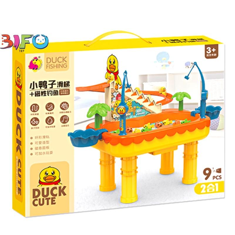 Bàn chơi đa năng 2in1 câu cá và vịt leo cầu thang 2 trong 1 có nhạc vui nhộn câu cá từ tính thang leo tự động cho bé