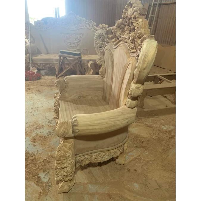 Bộ bàn ghế phòng khách hoàng gia nguyên khối gỗ gõ đỏ