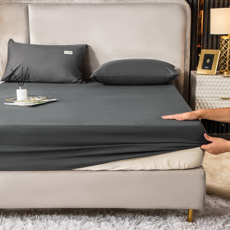 Full Bọc Mềm Trang Bị Bedsheet Đơn Đôi Nữ Hoàng Đồng Màu Bọc Nệm 4 Góc Thun Ga Trải Giường Mùa Thu Đông