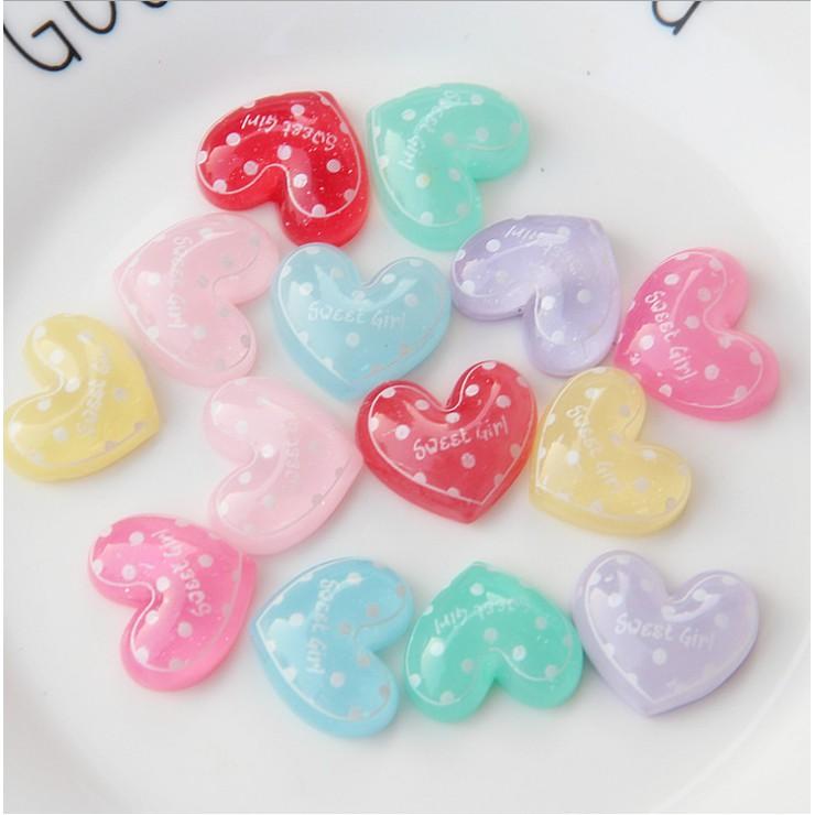 *HN* Charm trái tim trong suốt cho các bạn làm Epoxy, Jibbitz, vỏ ốp điện thoại, slime, DIY