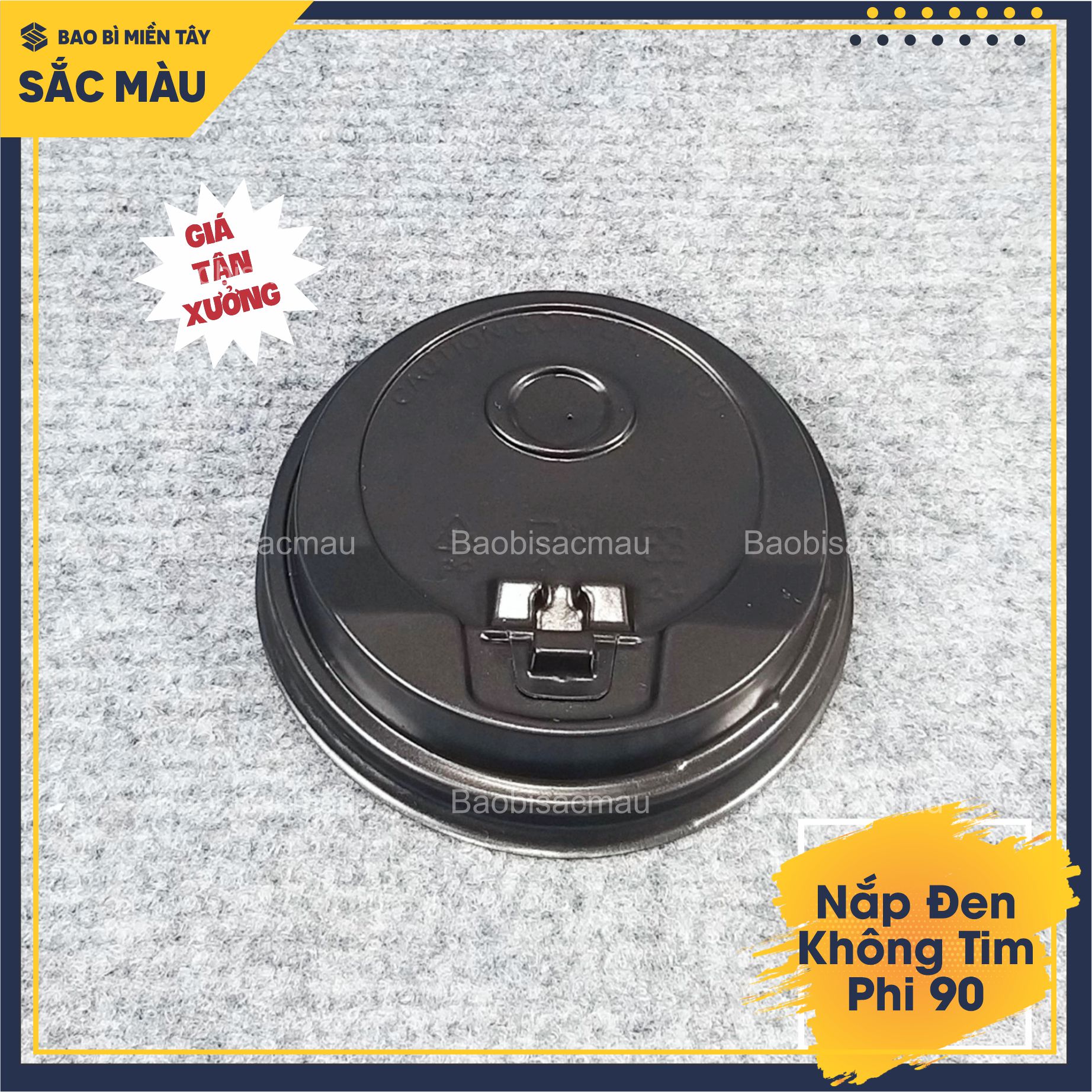 Sỉ 50 Nắp Đen nhựa phi 90mm nắp ly giấy, nắp ly tim