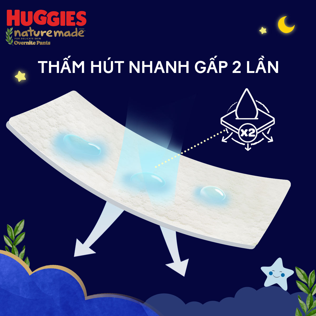 Tã quần Huggies Naturemade ban đêm XL 38 miếng