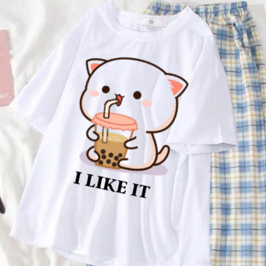 Sét Bộ Nữ SS14, Sét Đồ Nữ Đi Chơi Đẹp In Hình Mèo Uống Nước Dễ Thương