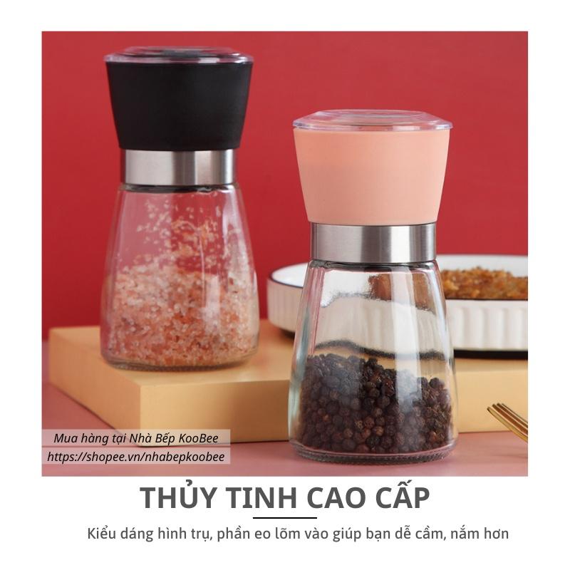 Lọ xay hạt tiêu cầm tay cao cấp KooBee - Máy xay hạt tiêu đen, tiêu sọ, muối hồng, ớt khô đa năng tiện dụng