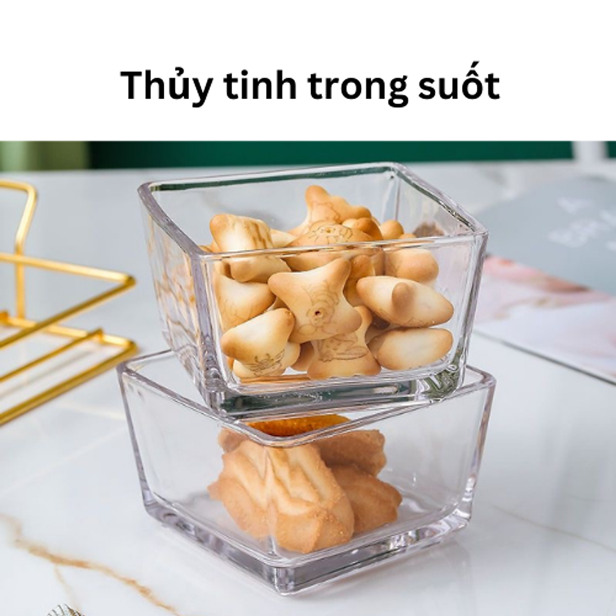 Khay đựng bánh kẹo mứt Tết THỦY TINH có nắp đậy cao cấp sang trọng