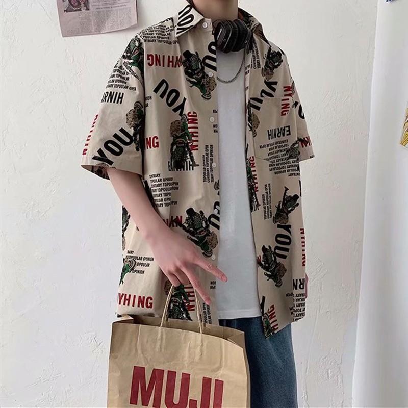 Áo sơ mi tay ngắn in họa tiết thời trang dành cho nam