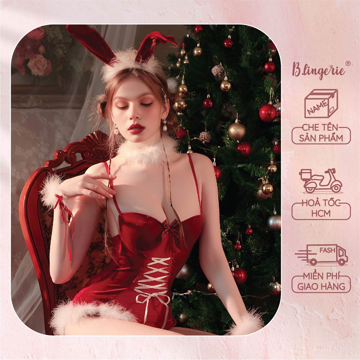 Bộ Cosplay Thỏ Noel (Kèm Tất) - B.Lingerie