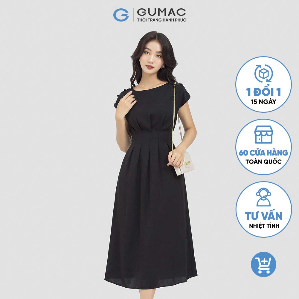 Đầm nữ GUMAC DC06044 form chữ A dáng dài sang chảnh