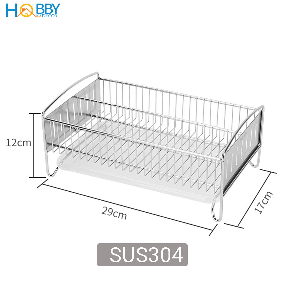 Khay đựng đũa muỗng 2 ngăn Inox 304 HOBBY KM2 kèm khay hứng nước nhỏ gọn - hàng cao cấp