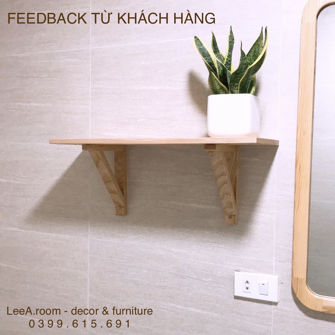 Kệ Gỗ Gắn Tường Decor Phòng Tắm/ Trang Trí Nhà Cửa