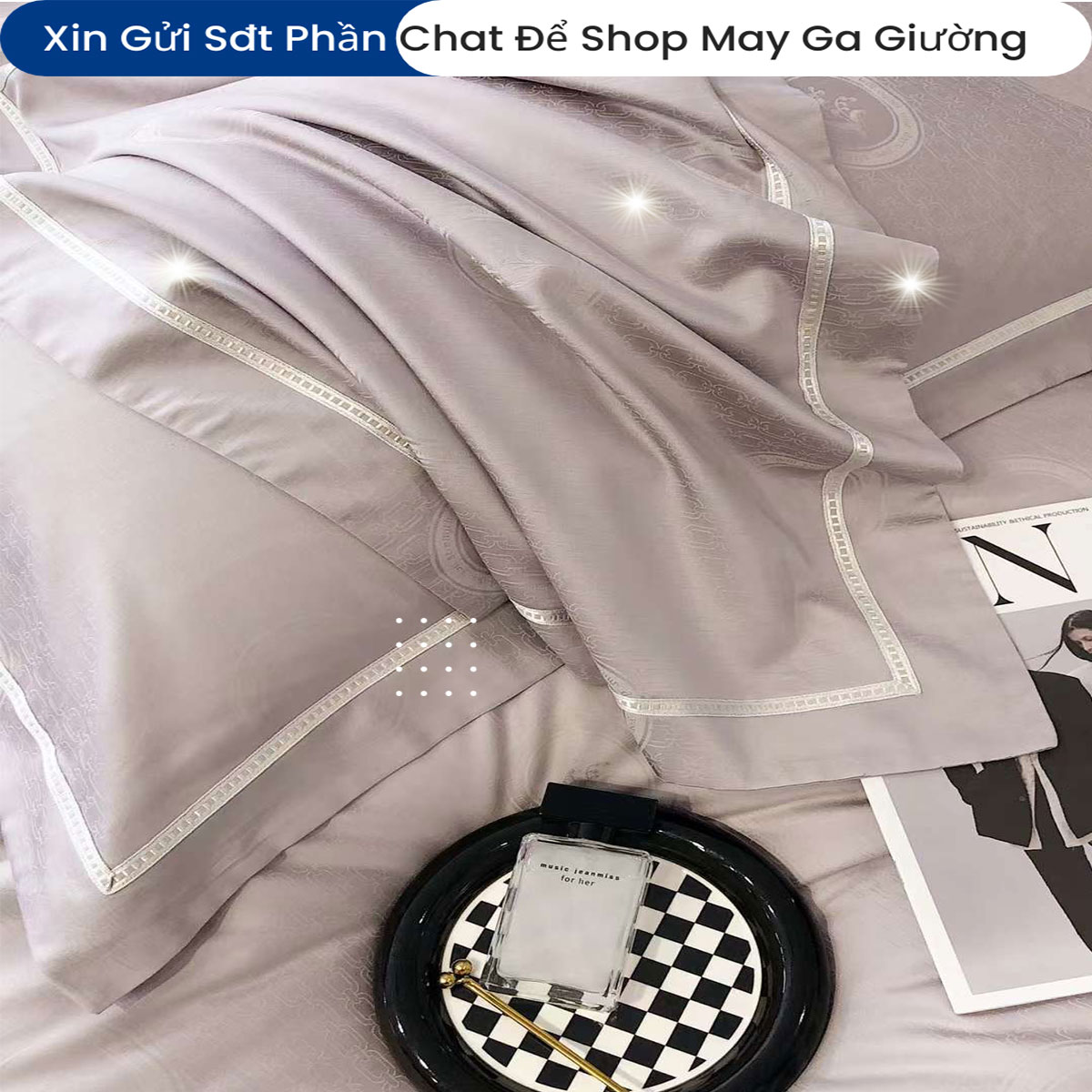 Bộ Chăn Ga Gối Đệm Lụa Tencel 100s Màu Trơn 5 Món ANNA NGUYÊN Cao Cấp Chăn Chần Bông Lụa Mềm 01