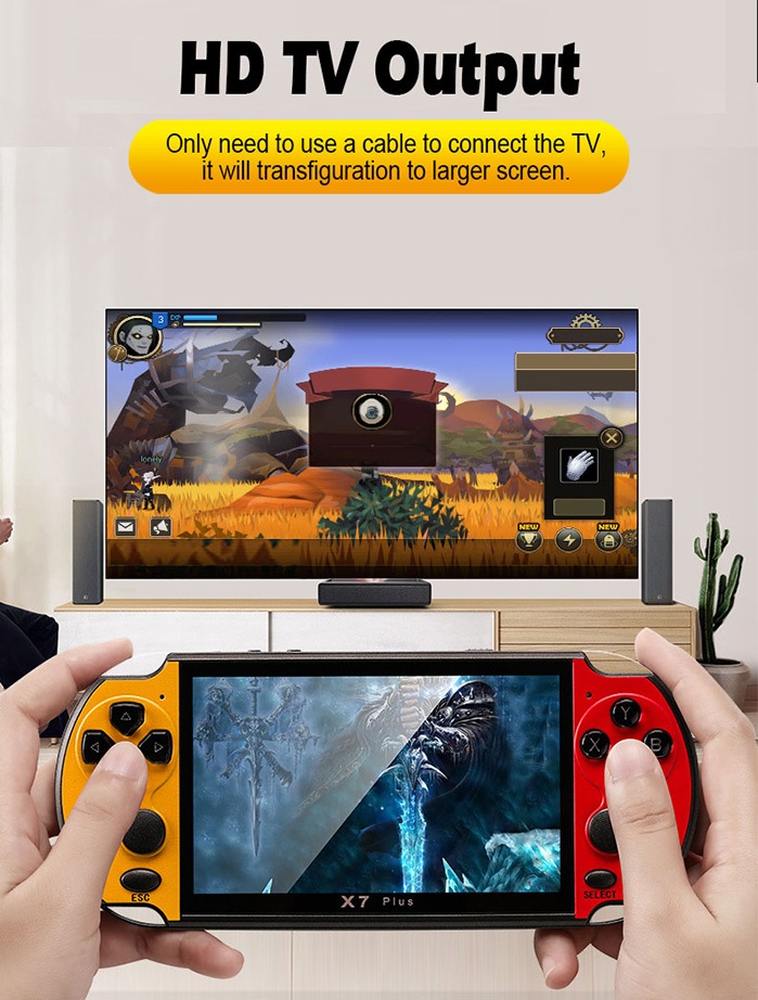 Máy Chơi Game Cầm Tay X7 Màn Hình 4.3Inch Có Sẵn 900 Game Hỗ Trợ Nghe Nhạc, Xem Phim - Hàng nhập khẩu