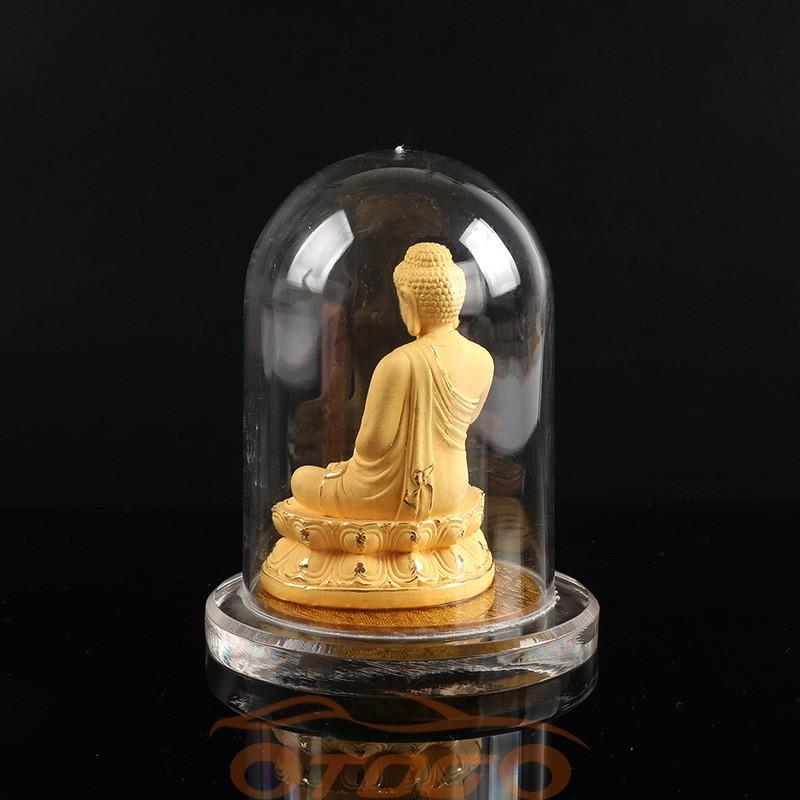 Tượng Đức A Di Đà Nhung Vàng Kim Sa Cao Cấp , Tượng Adida Trong Hộp Kính Để Taplo Xe Hơi
