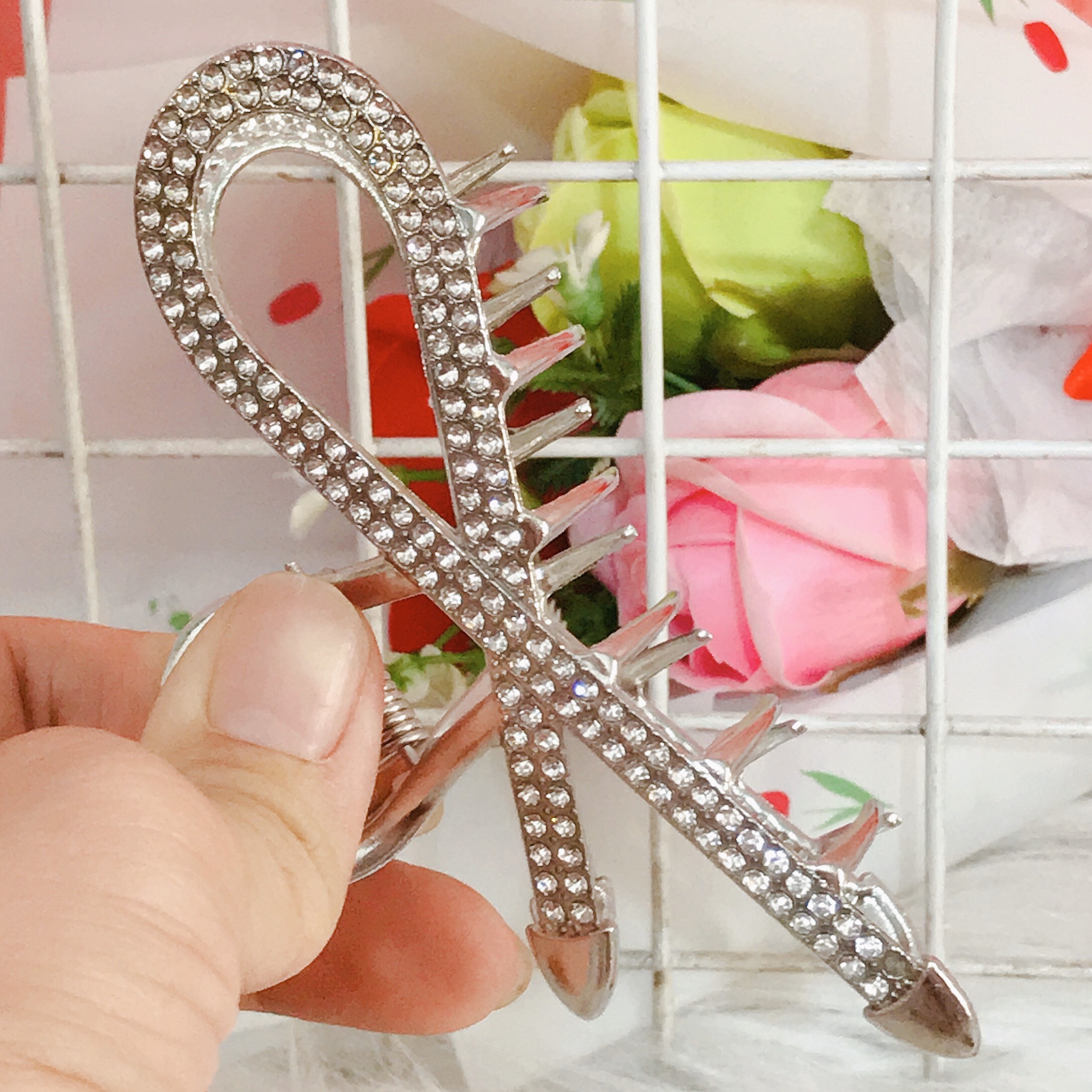 Kẹp Tóc Kim Loại Đính Đá Nhân Tạo Thời Trang Thanh Lịch