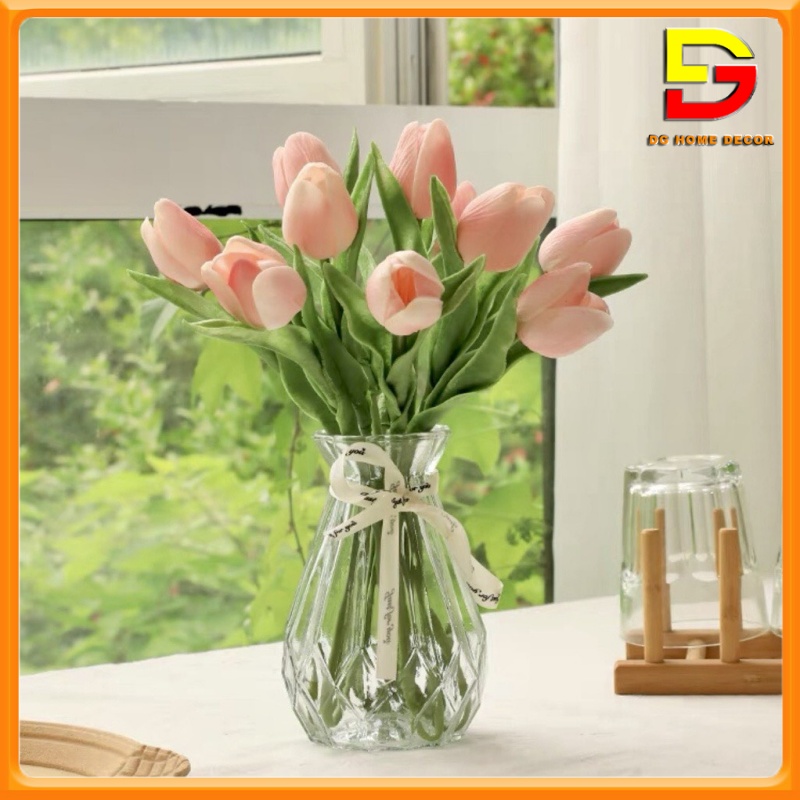 Lọ Hoa Giả Bình Hoa Tulip Để Bàn Cao 25cm Trang Trí Theo Phong Cách Ulzzang Cực Xinh DG-123