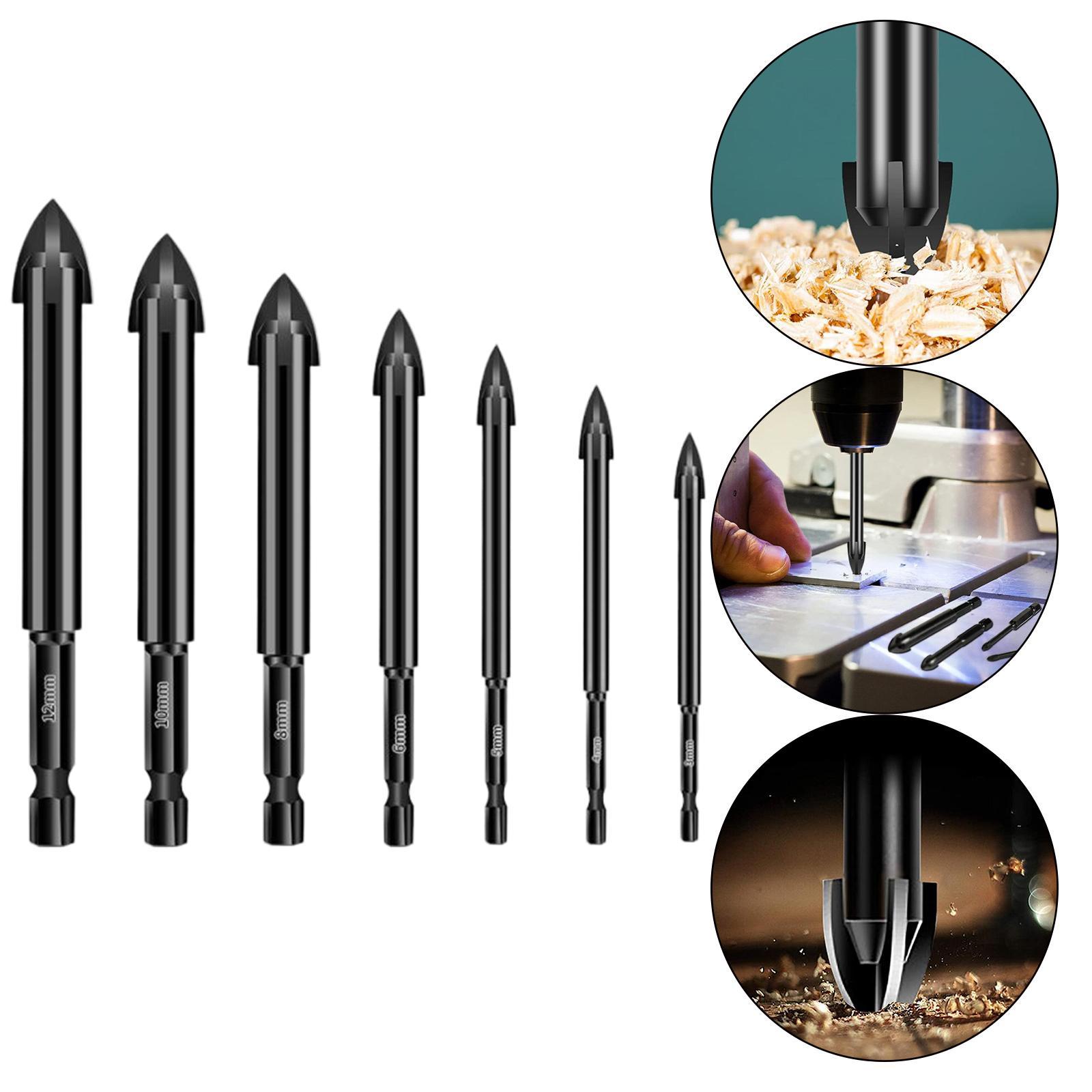 Cross Tile Drill Bit, Spear Head Woodworking Tool Masonry Drill Bits for Ceremaic