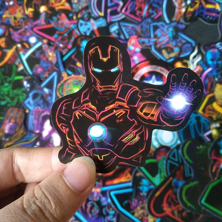 Bộ Sticker dán cao cấp chủ đề AVENGERS PHONG CÁCH ĐÈN NEON - Dùng dán Xe, dán mũ bảo hiểm, dán Laptop