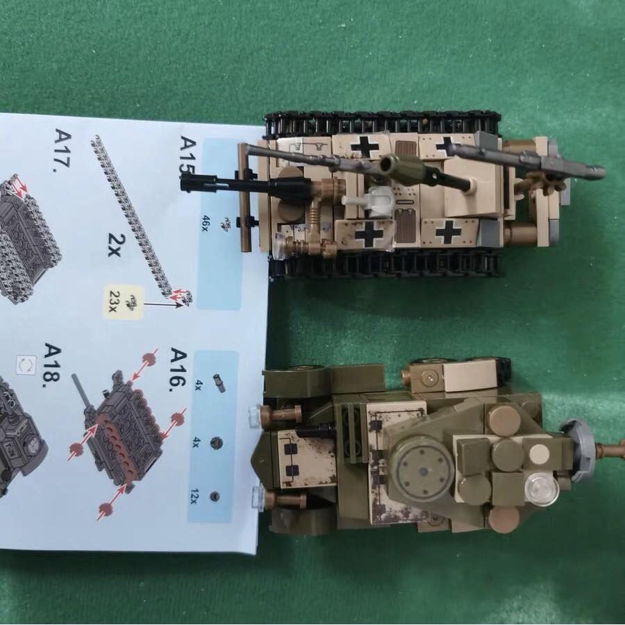 Bộ xếp hình lắp ráp xe tăng chiến lang đồ chơi lắp ghép mô hình xe oto cảnh sát swat thông minh nhiều chi tiết