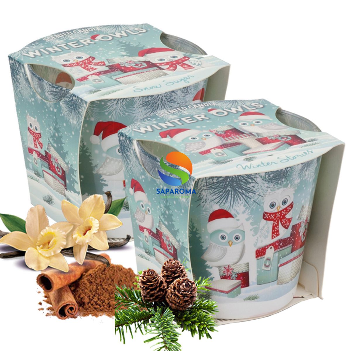 Combo 2 ly nến thơm tinh dầu Bartek Winter Owls 115g - tuyết, thông, len, nến trang trí, thơm phòng, thư giãn, hỗ trợ khử mùi