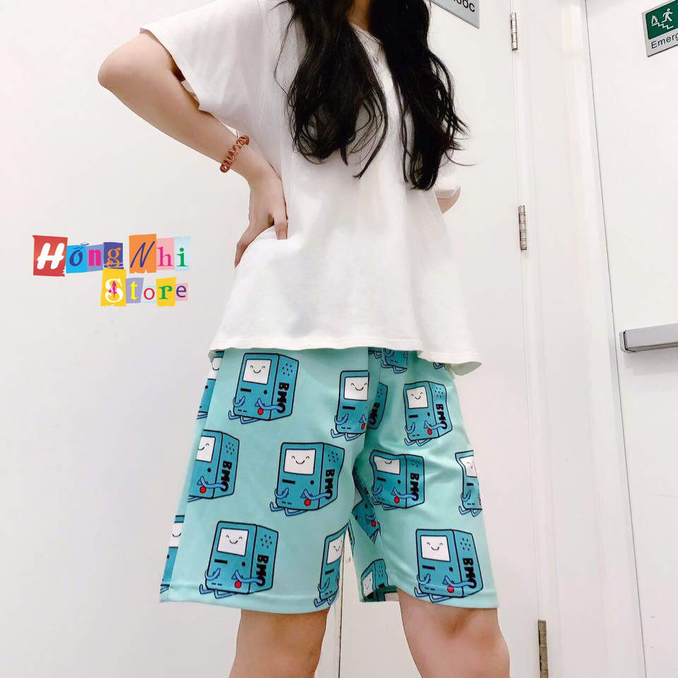 Quần Short Cartoon Unisex Hình Hộp Bmo - Quần Đùi Hoạt Hình Siêu Cute - MM