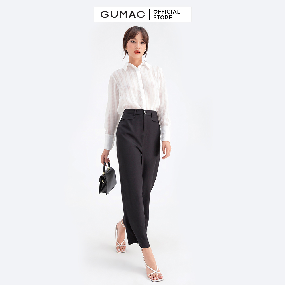 Quần tây nữ ống suông xẻ lai GUMAC QB617