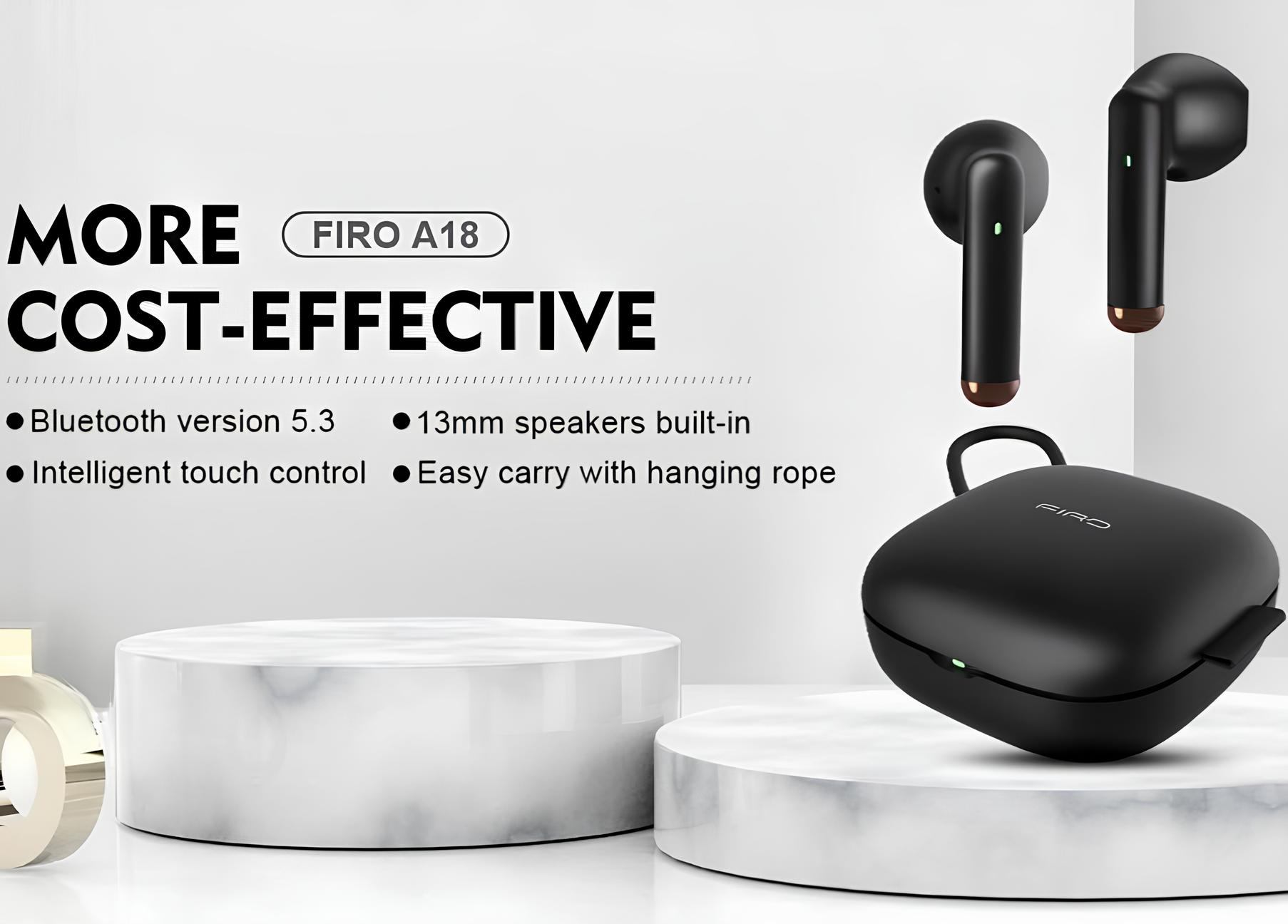 Tai Nghe Bluetooth Nhét Tai Không Dây FIRO A18 - Pin Dock Sạc 300mAh - Tai Nghe FIRO A18 Bluetooth V5.3 - Điều Khiển Cảm Ứng Thông Minh - Công Nghệ Kháng Nước IPX5 - Tai Nghe Không Dây FIRO A18 - Phù Hợp Với Tất Cả Dòng Máy - Hàng Chính Hãng