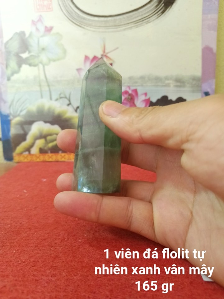 Trụ Đá Flourite Tự Nhiên Màu Xanh, Đá Thanh Tẩy Giúp Hỗ Trợ Reiki, Thiền Định, Sưu Tầm, Chặn Giấy (165 gr)