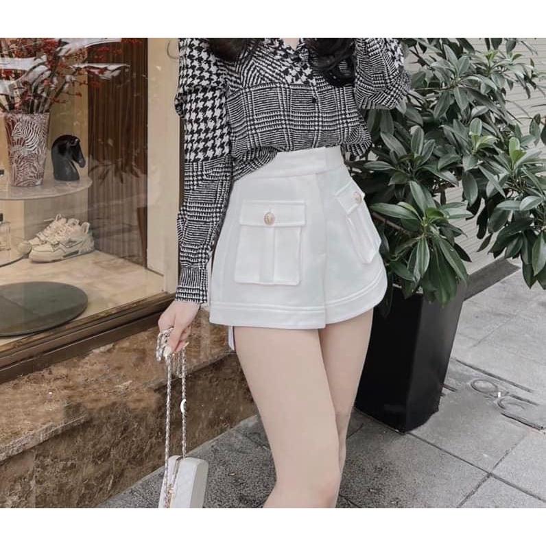 Quân đùi nữ BIGSIZE ,2 khuy túi cách điệu dày dặn,có 2 màu đen trắng, có ảnh và video của shop