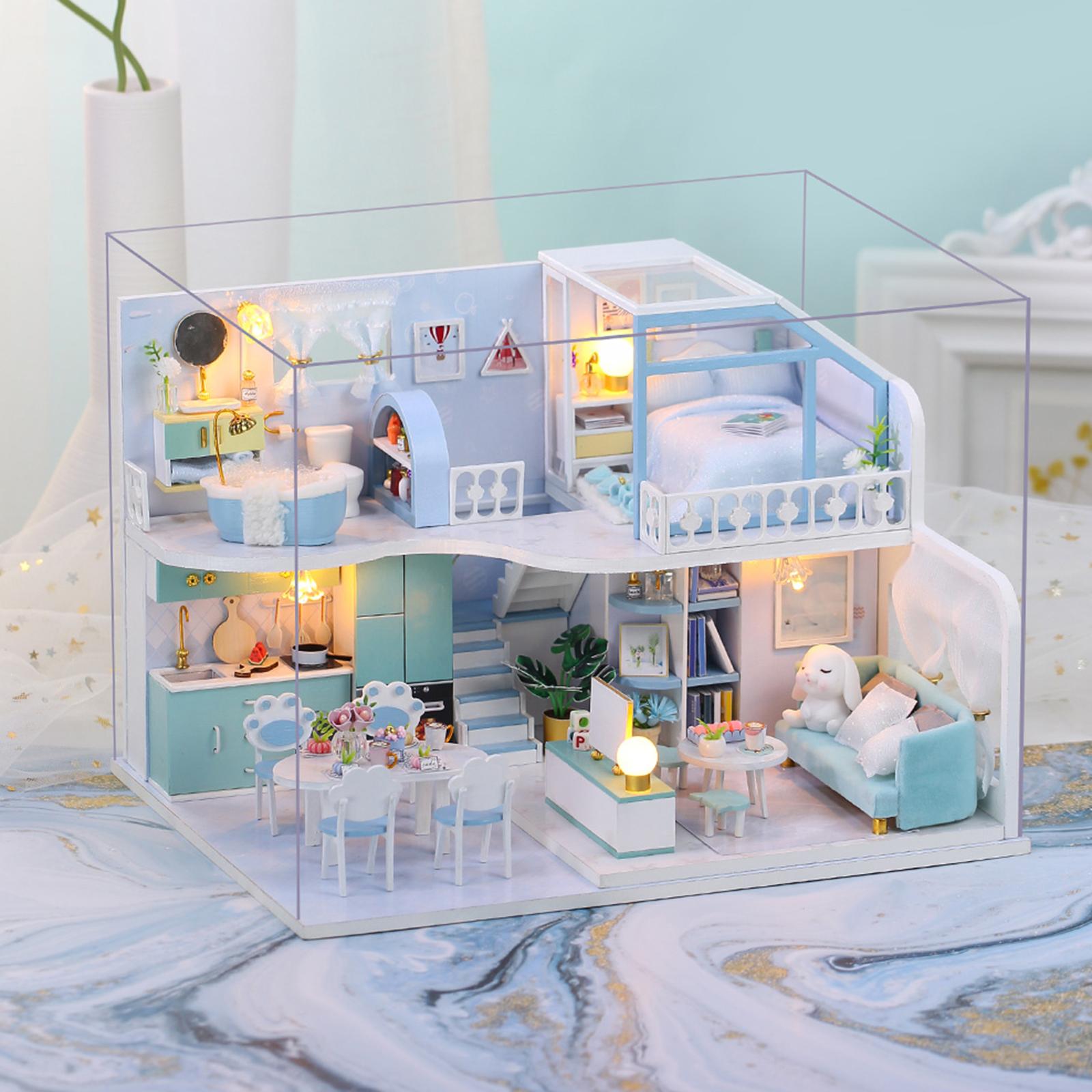 Wood Miniature DollHouse Cabin Furniture Birthday Romantic Gift Present
