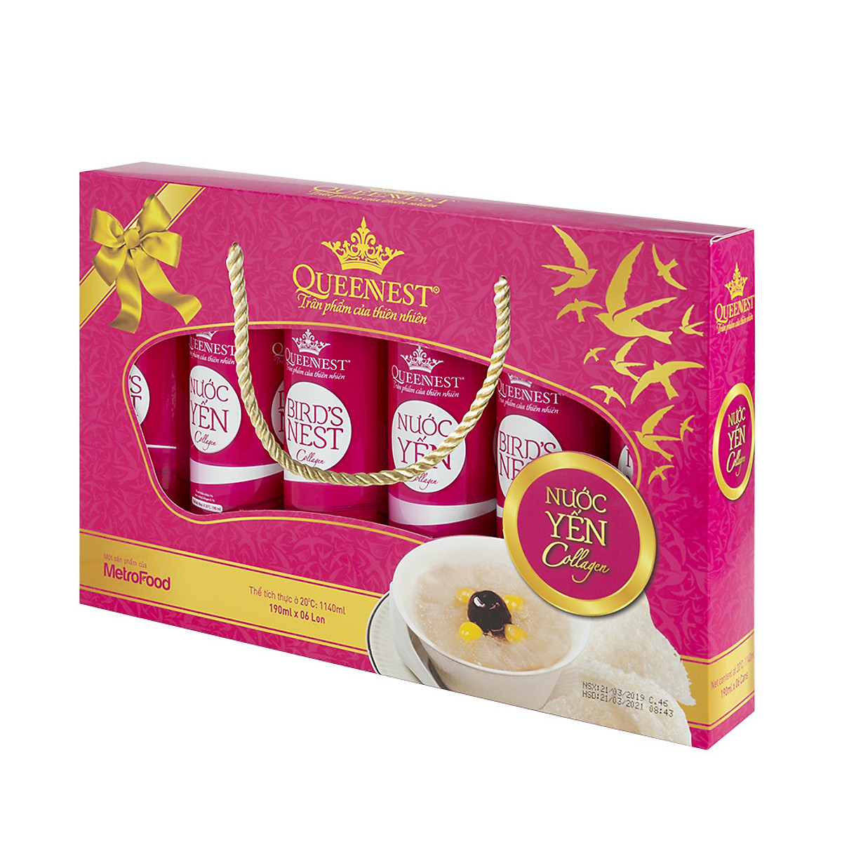 Hộp 6 Lon Nước Yến COLLAGEN QUEENNEST (190ml x 6 LON)