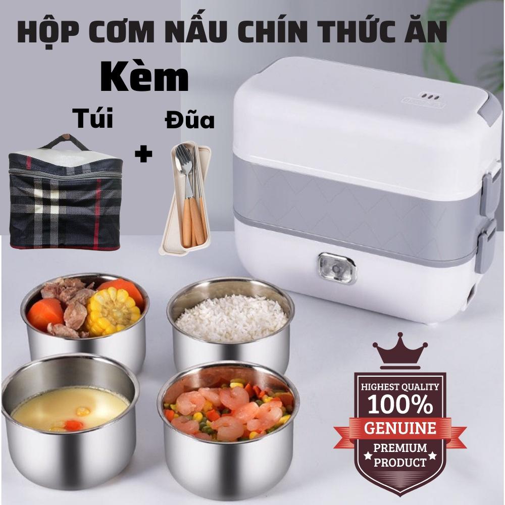 Hình ảnh Hộp Cơm Cắm Điện 2 Tầng Cắm Điện Đa Năng, Hâm Nóng Và Tự Nấu Chín Thức Ăn Với 4 Hộp Inox Tiện Lợi