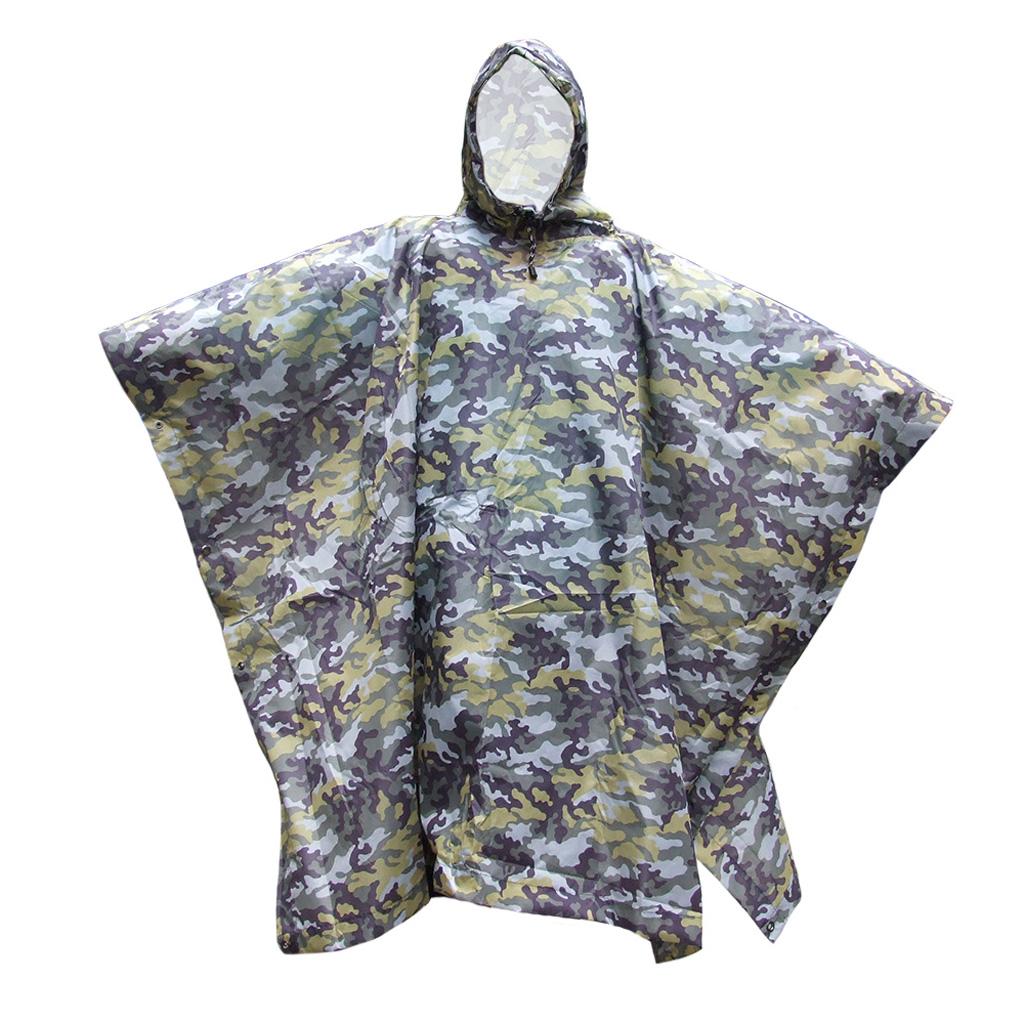 Lightweight Camo Waterproof Hooded Long Raincoat Poncho Hunting Camping Tarp NEW