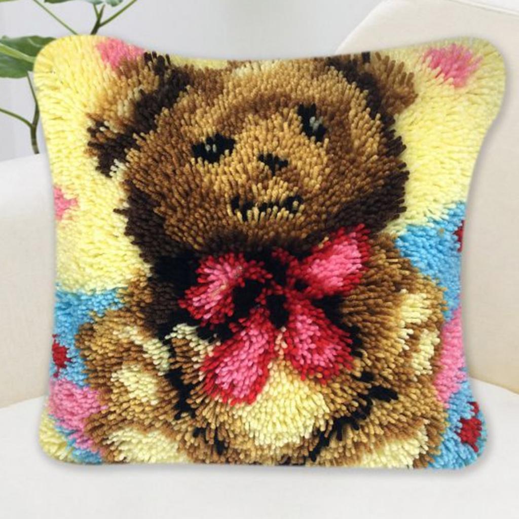 1 Set Latch Hook Kit Sofa Cushions Bed Pillows DIY Needlework Kit Crocheting Crafts