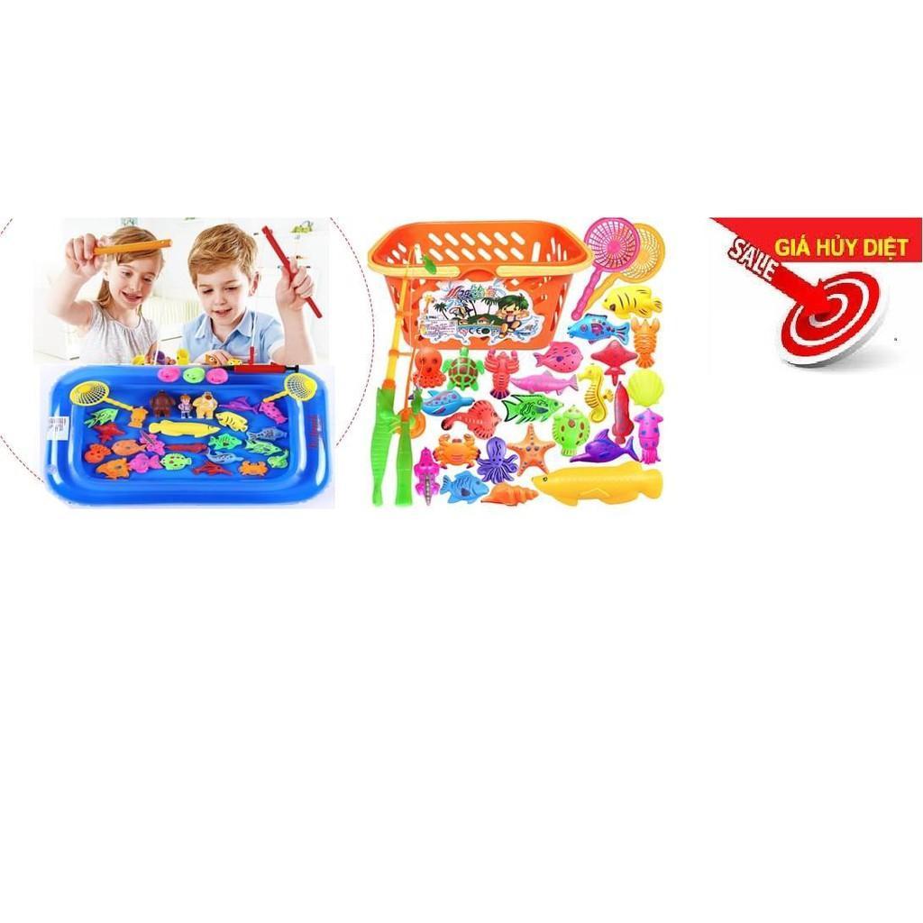 Bộ Đồ Chơi Câu Cá Kèm Bể Phao Và Bơm Tay Dành Cho Bé - Free Ship Toàn Quốc