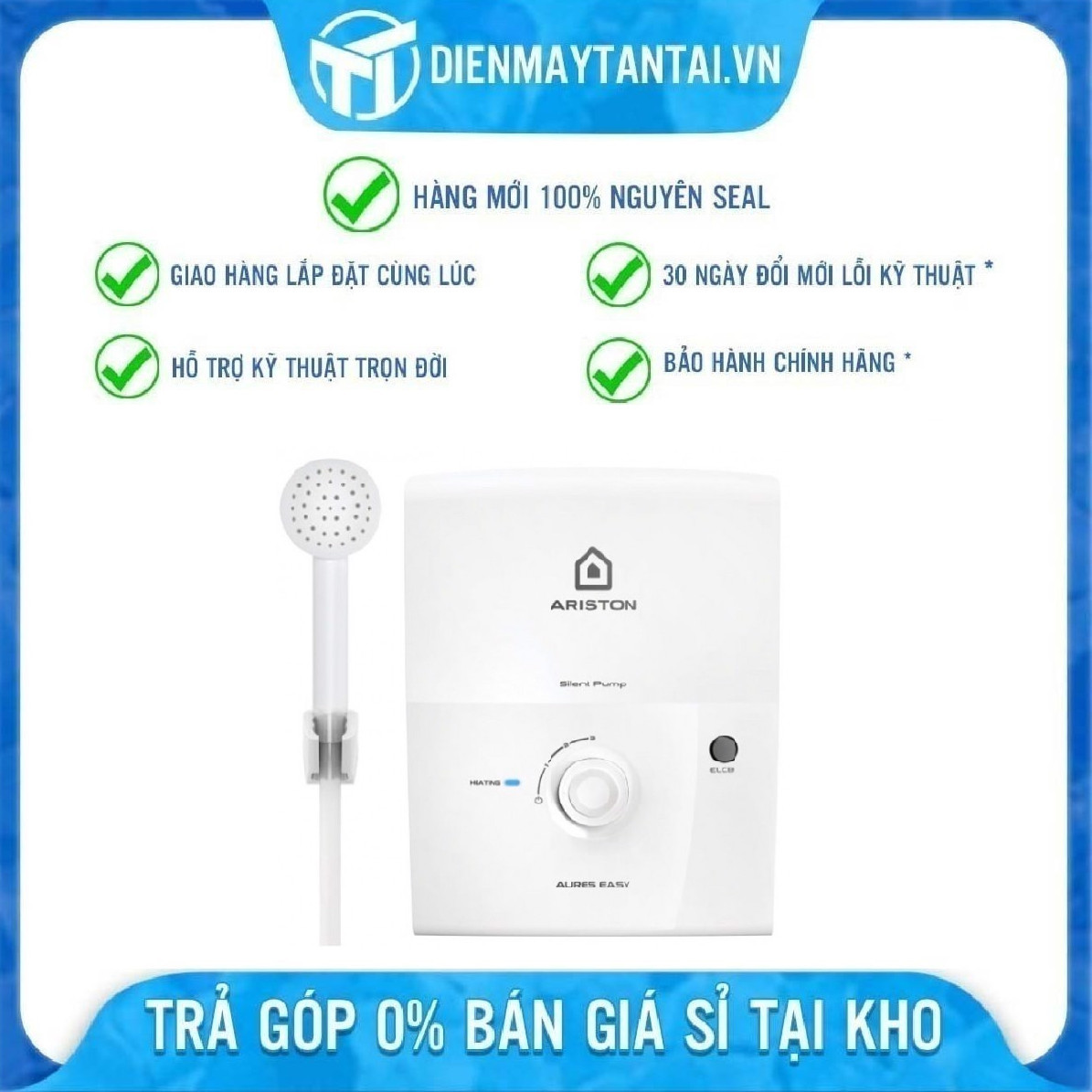 Máy nước nóng trực tiếp có bơm Ariston AURES EASY 4.5P (4500W) - Hàng chính hãng