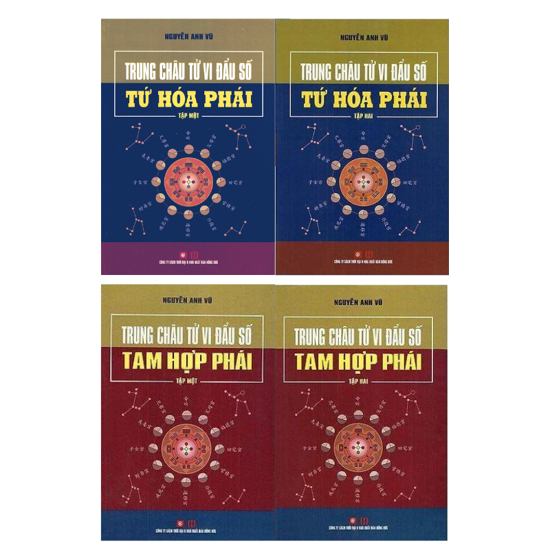 Bộ 4 cuốn Trung Châu Tử Vi Đẩu Số - Tam Hợp Phái - Tứ Hóa Phái (Bìa cứng)