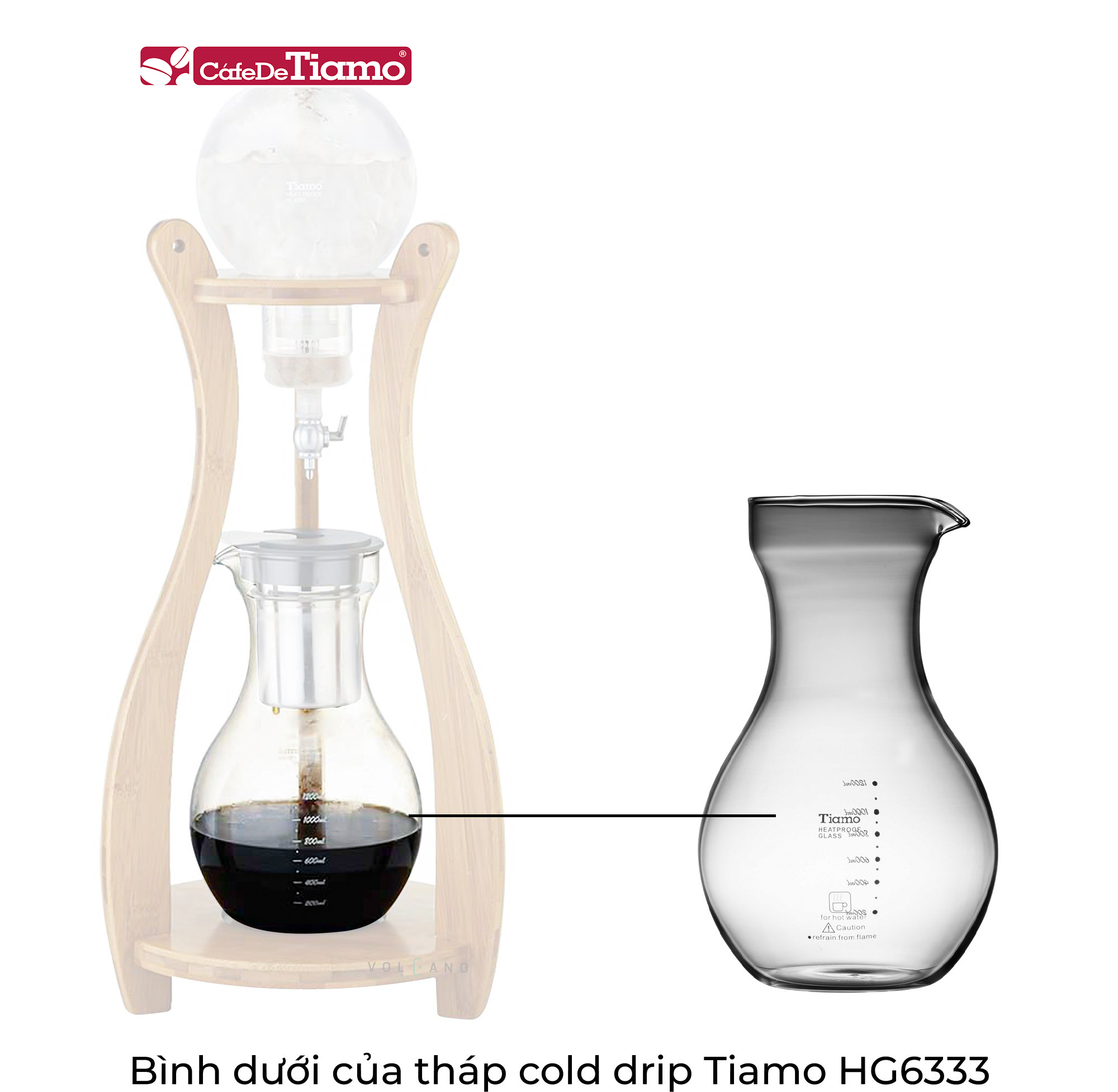 Bình thủy tinh dưới của tháp cold drip Tiamo HG6333