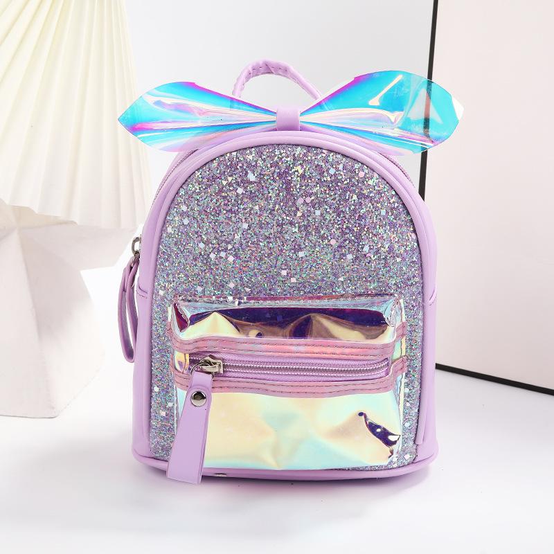 Trẻ Em Học Túi Mẫu Giáo Bé Tập Đi Bé Gái Ba Lô Thời Trang Da Pu Nơ Laser Túi Trẻ Em Học Ba Lô Đeo Vai