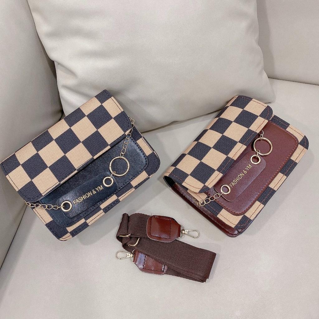 Túi đeo chéo nữ đẹp kẻ caro dây đeo bản to phong cách năng động thời trang hàn Quốc