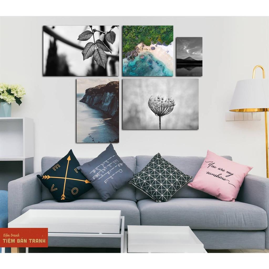 Tranh treo tường - Bộ 5 tranh canvas Bắc Âu hiện đại 07 , tranh canvas giá rẻ