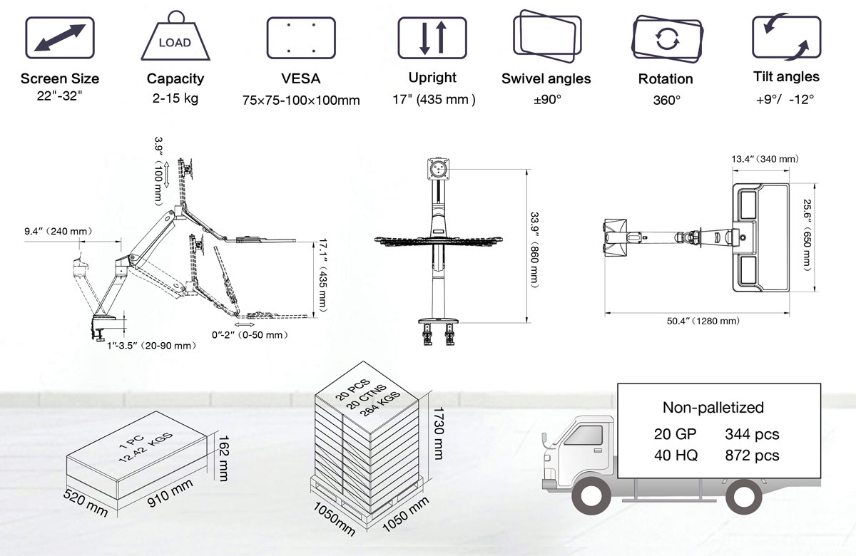Giá treo gắn bàn LCD North Bayou NB40 Hàng chính hãng - ZAMACO AUDIO