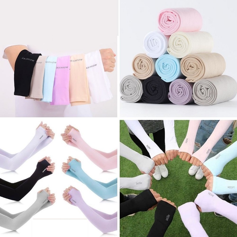 Bộ 2 găng tay xỏ ngón , ống tay chống nắng , găng tay chống nắng nam nữ chất vải thun co giãn cao cấp chống tia UV , chống nắng , thể thao hợp thời trang