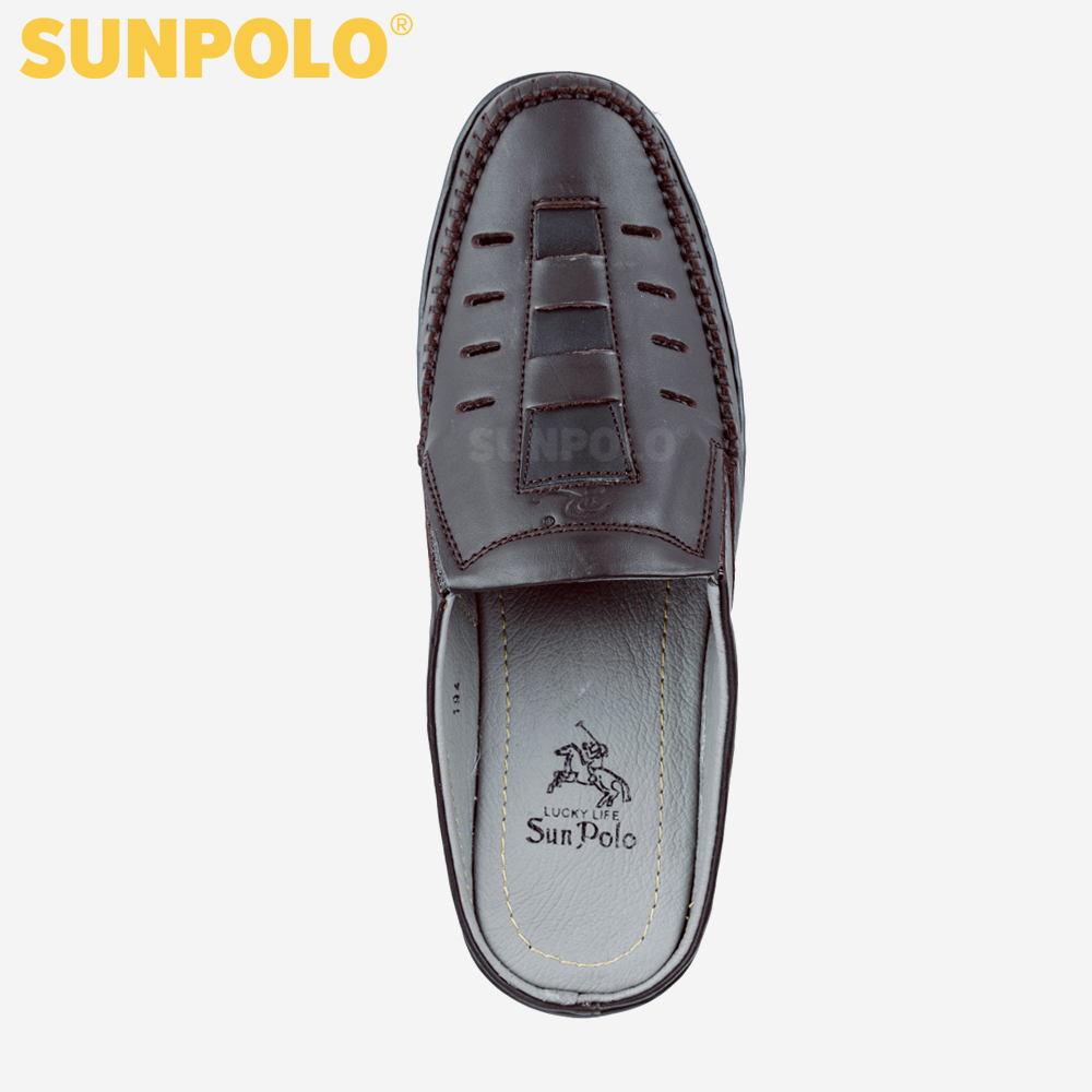 Dép Sục Bít Mũi Nam Da Bò SUNPOLO SPO194
