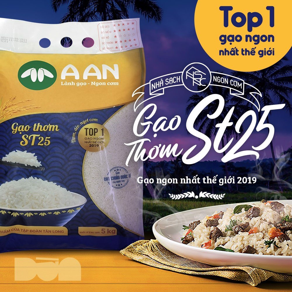 Gạo thơm ST25 A An - Túi 5kg