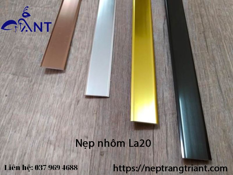 Nẹp nhôm La 20mm, nẹp lập là, nẹp sàn, nẹp vách, nẹp trang trí, thanh dài 2m7