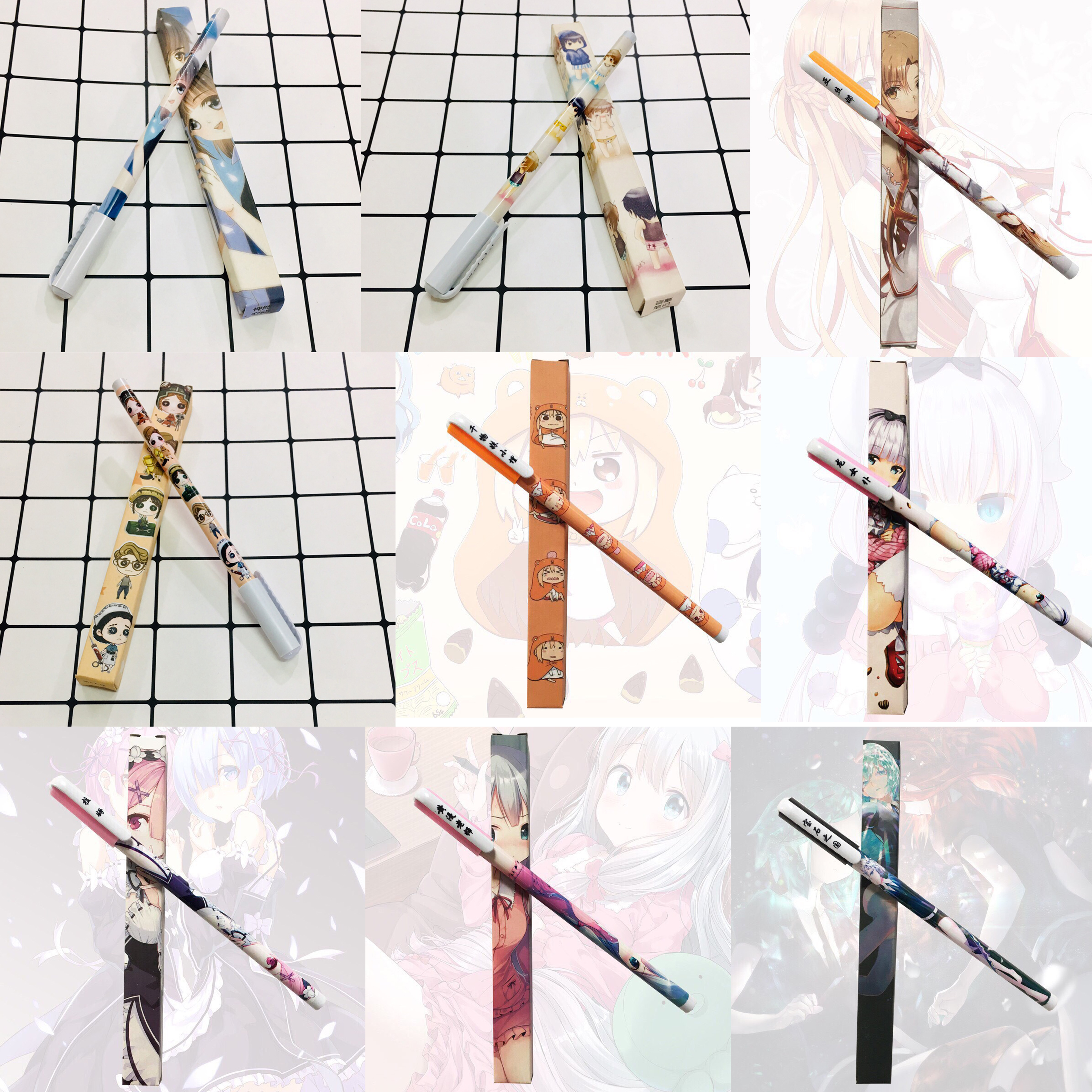 Combo 3 bút nước hình ANIME nhân vật ngẫu nhiên