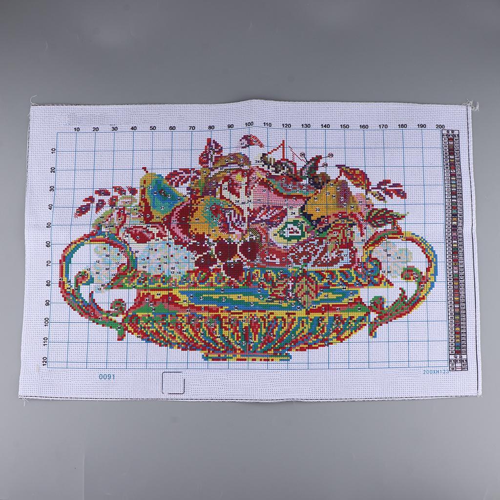 DIY Stamped Cross Stitch Kit Pre-Printed Pattern - Fruits 11 Count 55x36cm